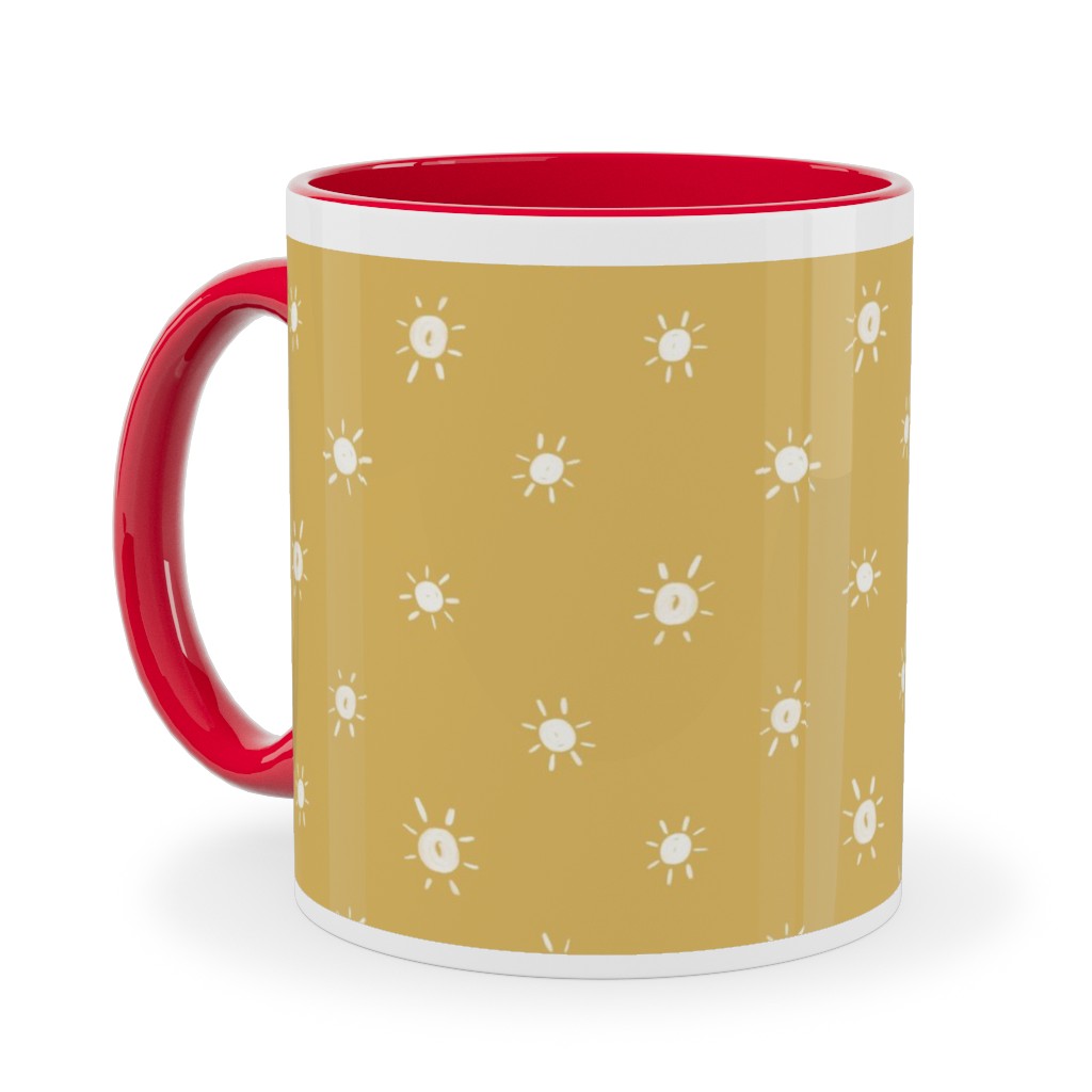 Dotted Suns - Yellow Ceramic Mug, Red,  , 11oz, Yellow