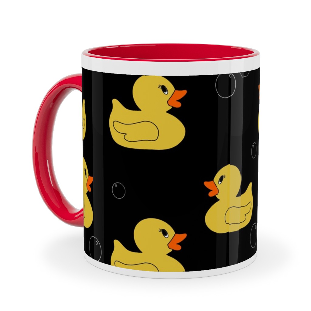 Rubber Duckie - Dark Ceramic Mug, Red, , 11oz, Black, Black