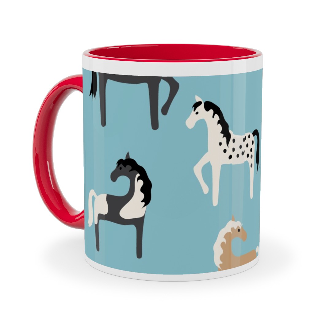 Horse Party Ceramic Mug, Red,  , 11oz, Blue