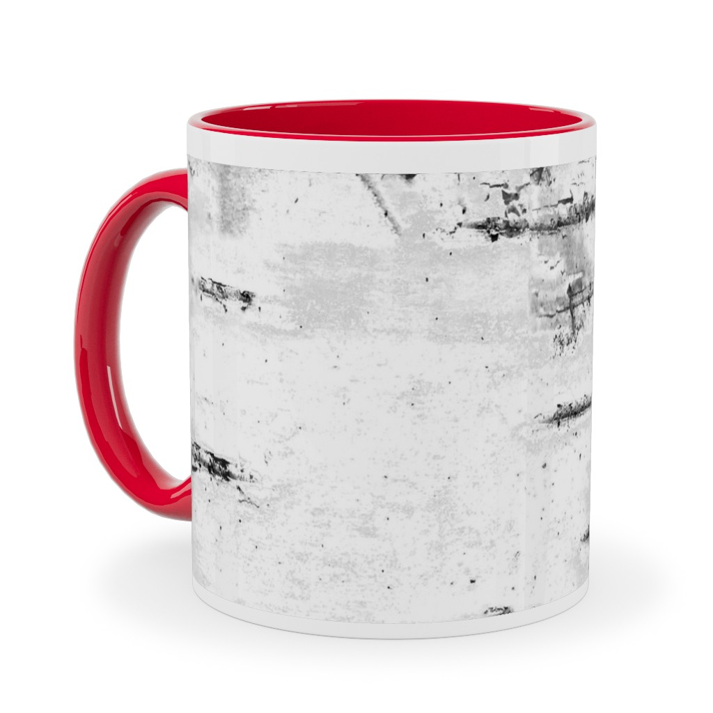 Birch Bark - White, Gray Ceramic Mug, Red, , 11oz, Gray, Gray