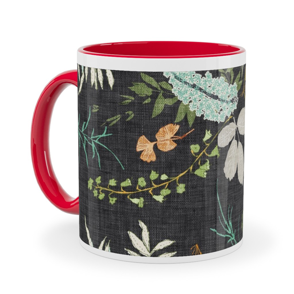 Foliage - Charcoal Ceramic Mug, Red, , 11oz, Multicolor