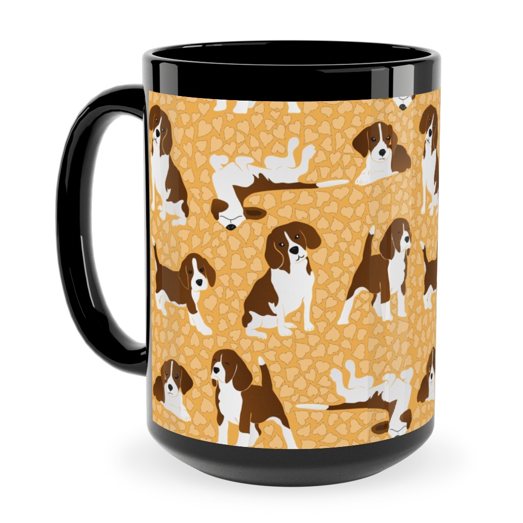 Beagle Dog Ceramic Mug, Black,  , 15oz, Orange