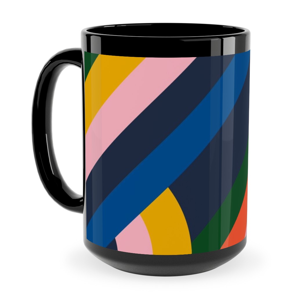 Modernist Loop - Multi Ceramic Mug, Black,  , 15oz, Multicolor