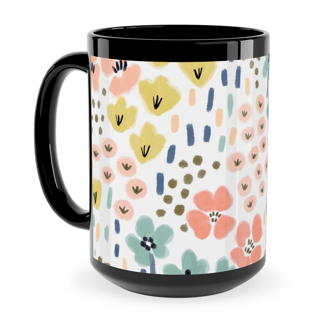 April Bits Vintage - Pink Ceramic Mug, Black,  , 15oz, Pink