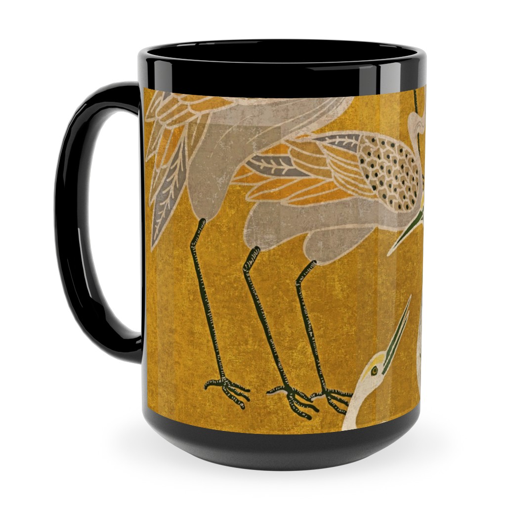 Deco Cranes - Golden Hour Ceramic Mug, Black, , 15oz, Yellow, Classic Yellow