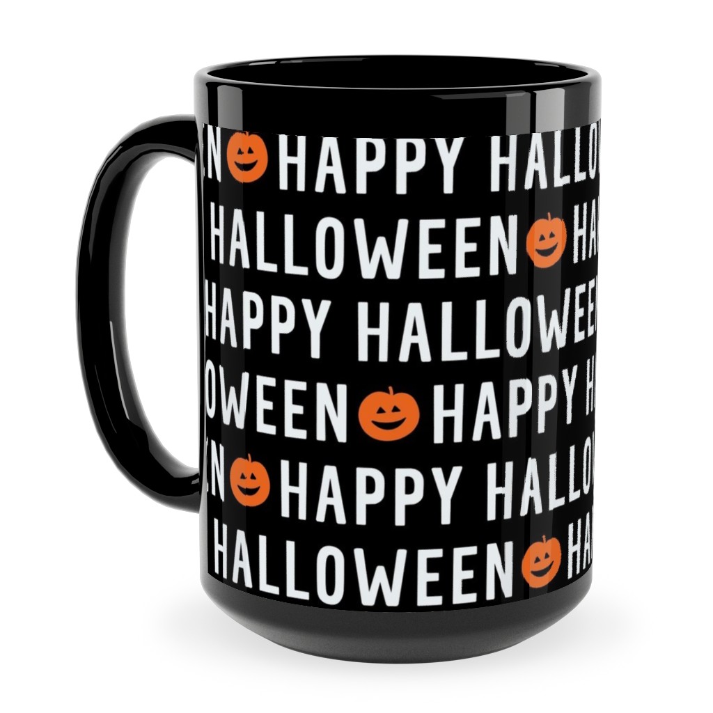 Happy Halloween Black Ceramic Mug, Black,  , 15oz, Black