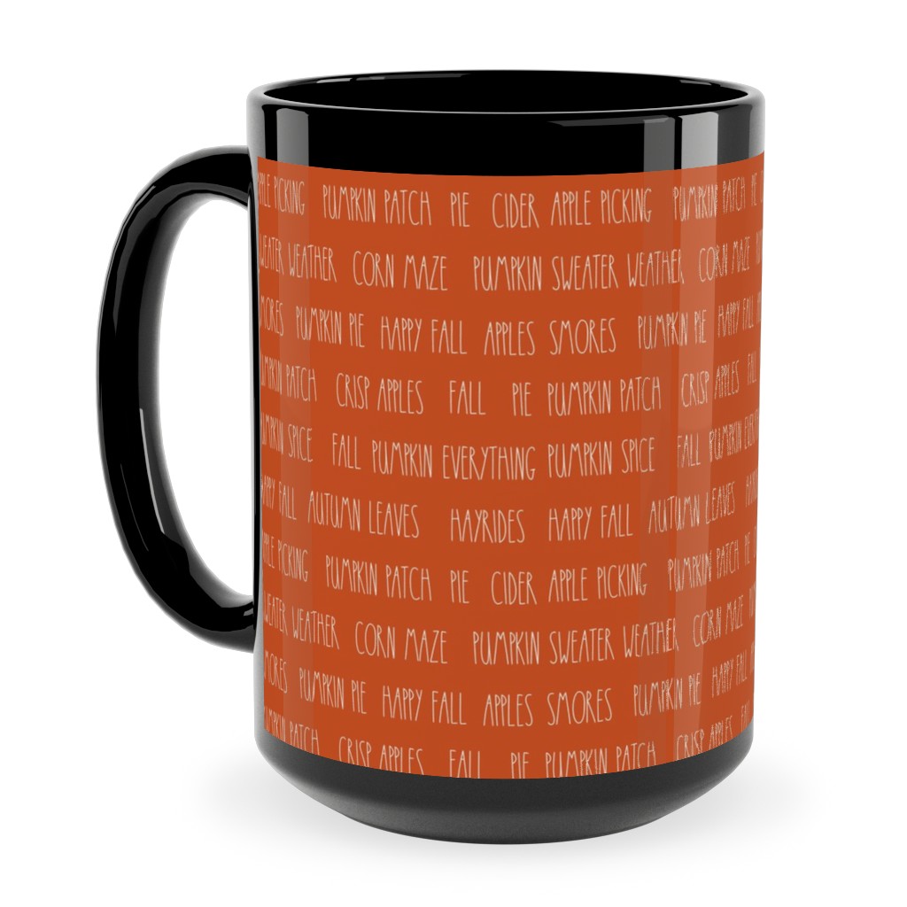 Fall Fun Typography - Orange Ceramic Mug, Black, , 15oz, Orange, Orange