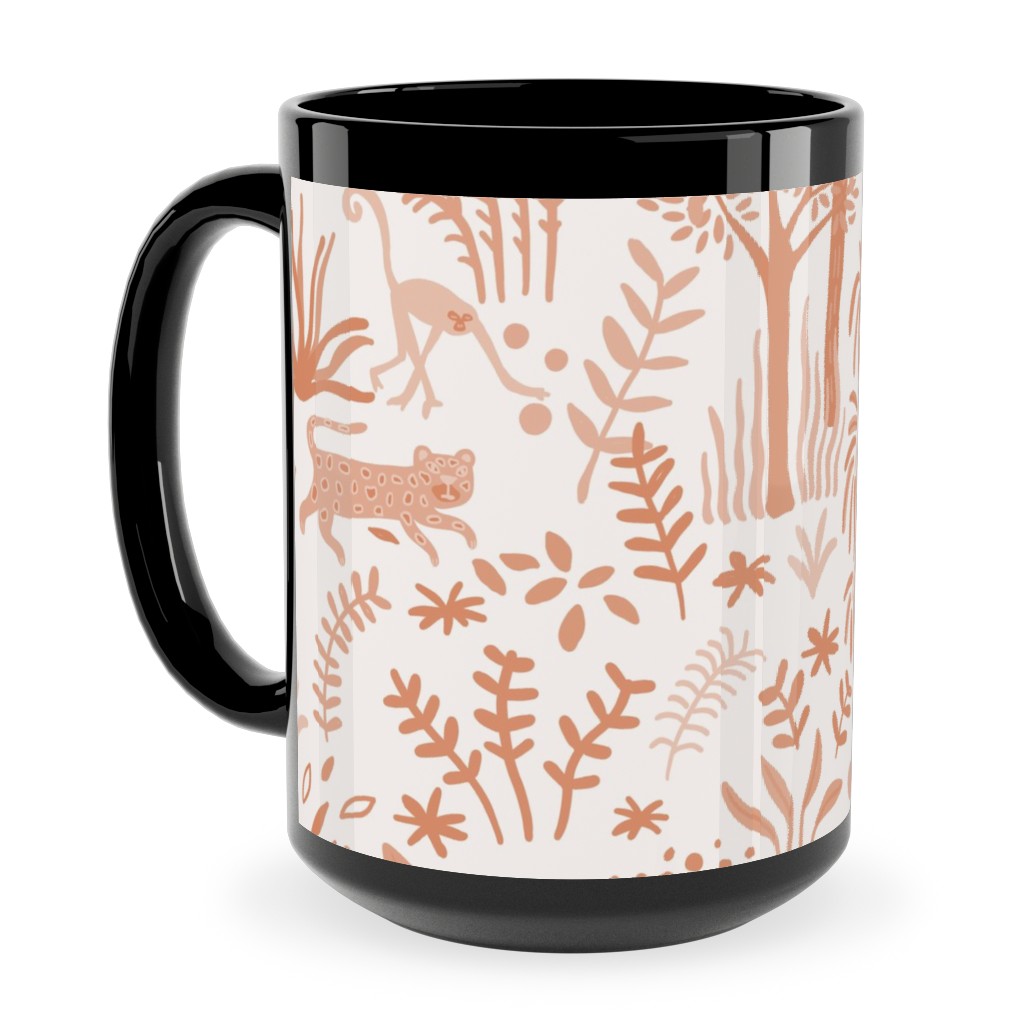 Indian Garden - Peachy Ceramic Mug, Black, , 15oz, Pink, Bright Pink
