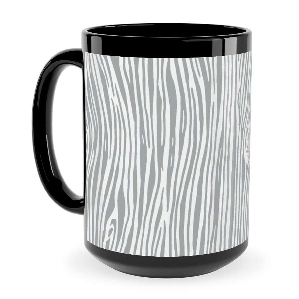 Woodgrain - Gray Ceramic Mug, Black, , 15oz, Gray, Gray