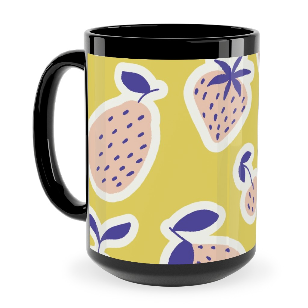 Fruity - Yellow Ceramic Mug, Black, , 15oz, Yellow, Classic Yellow