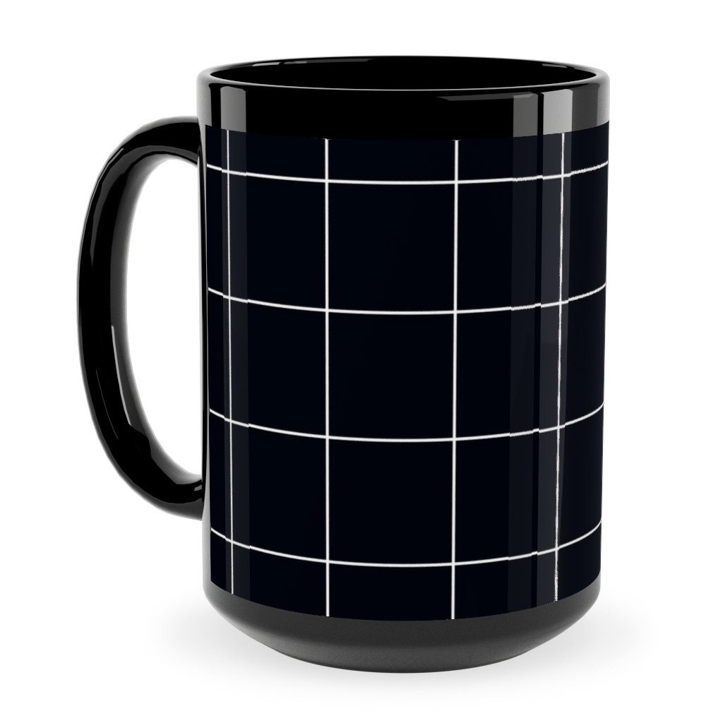Grid - Black Ad White Ceramic Mug, Black, , 15oz, Black, Black