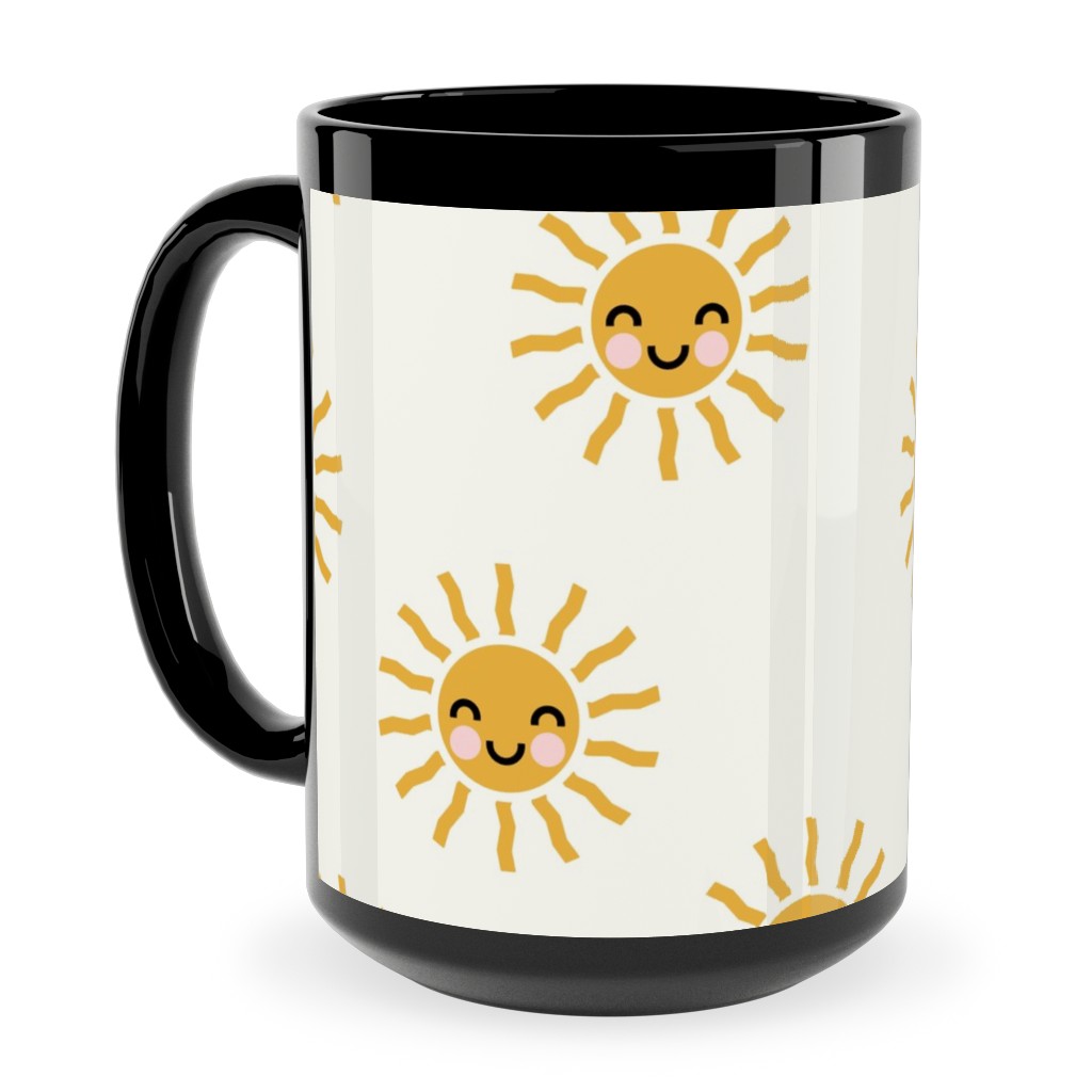 Cute Sunshine - Yellow Ceramic Mug, Black,  , 15oz, Yellow