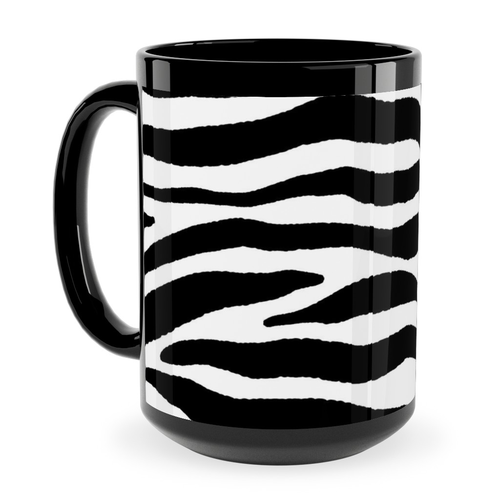 Zebra Print - Black and White Ceramic Mug, Black,  , 15oz, Black