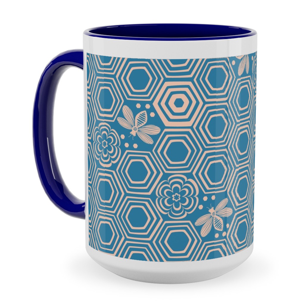 Honeyrose Ceramic Mug, Blue, , 15oz, Blue, True Blue