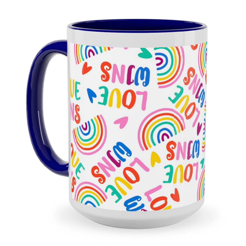 Love Wins - Pride - Brights Ceramic Mug, Blue, , 15oz, Multicolor