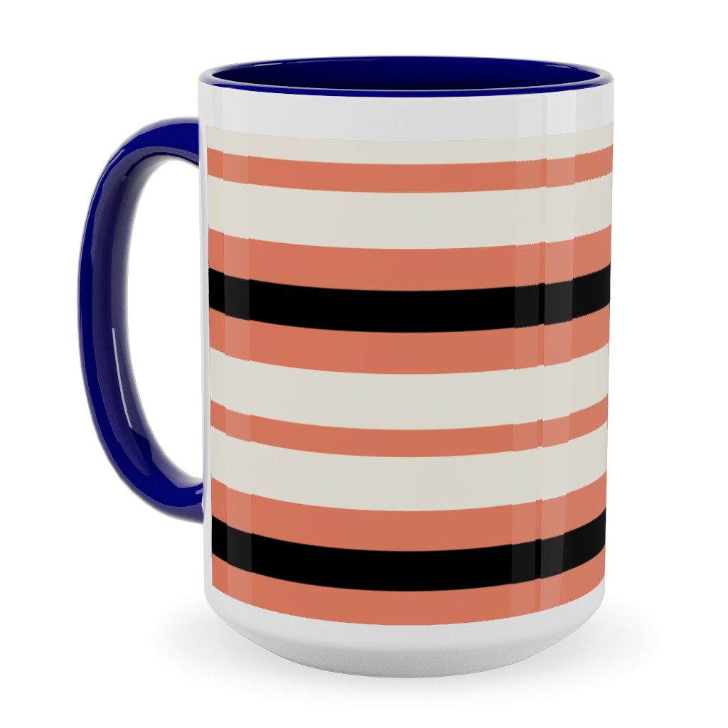 Spooky Halloween Stripe Ceramic Mug, Blue, , 15oz, Multicolor