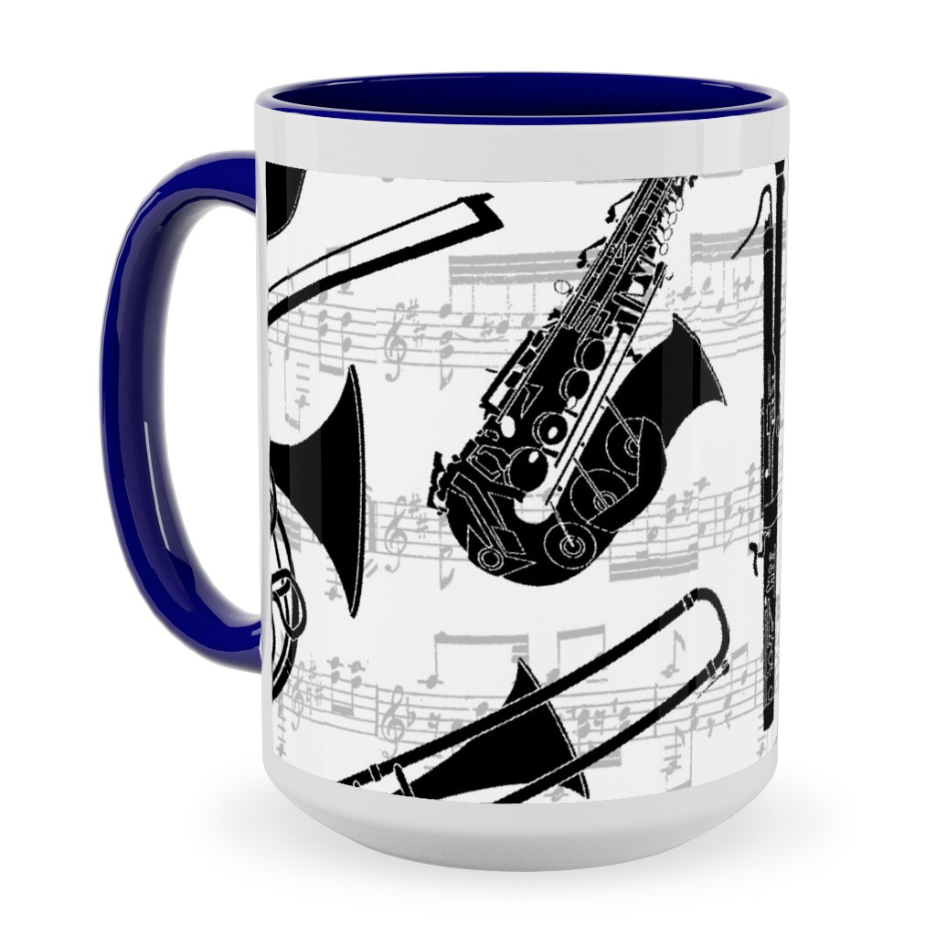 Musical Instruments Ceramic Mug, Blue,  , 15oz, White