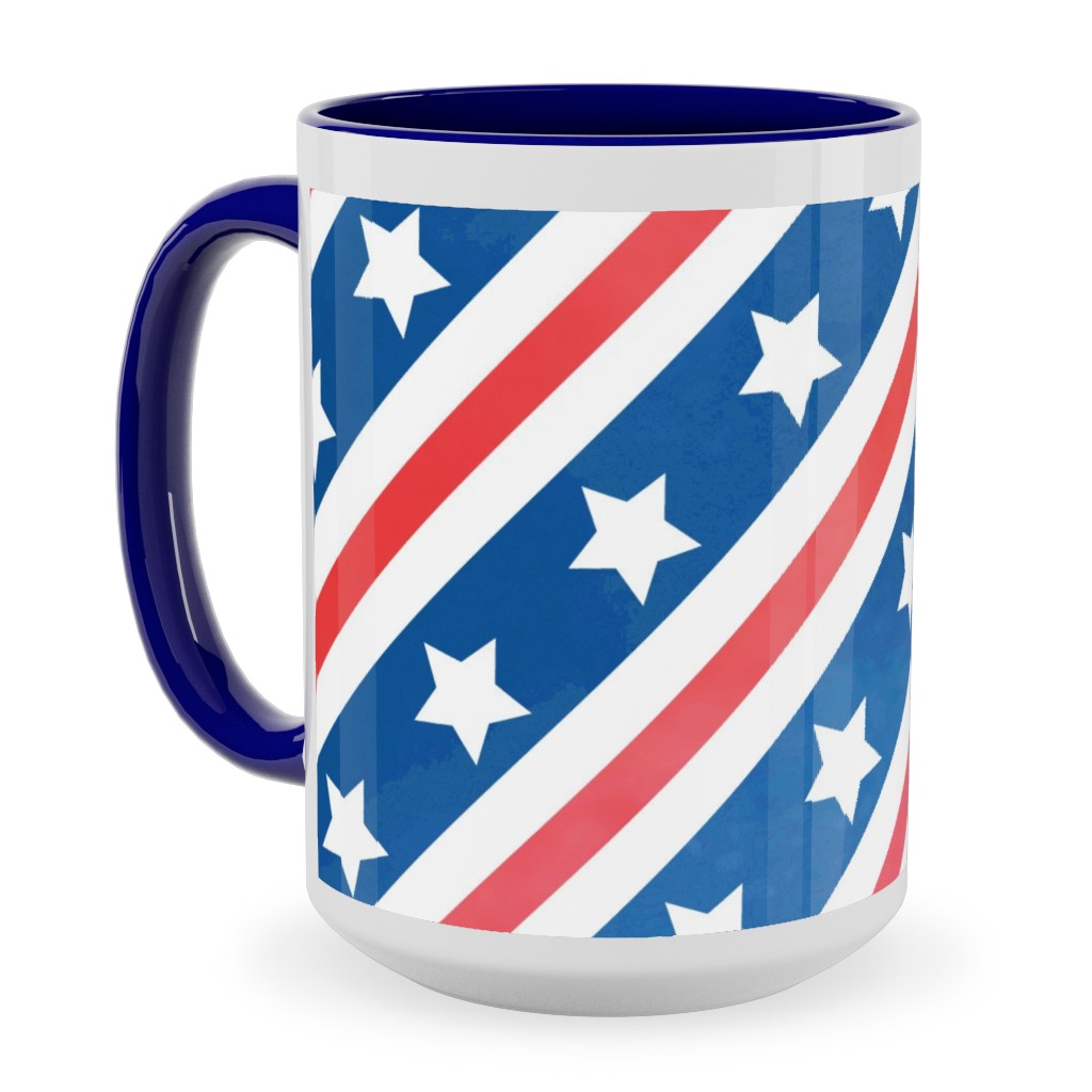 Stars & Stripes - Diagonal Ceramic Mug, Blue, , 15oz, Blue, True Blue
