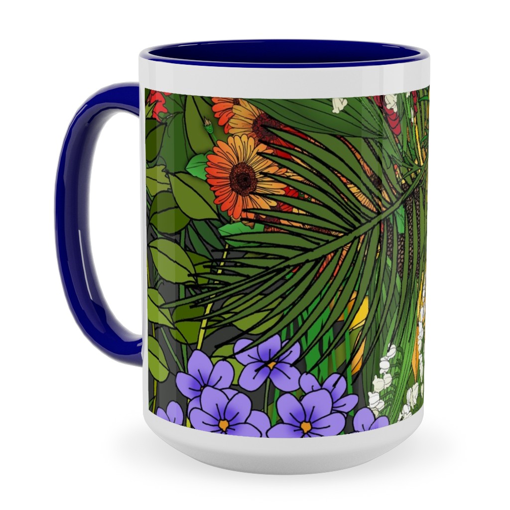 Botanic Garden Ceramic Mug, Blue, , 15oz, Multicolor