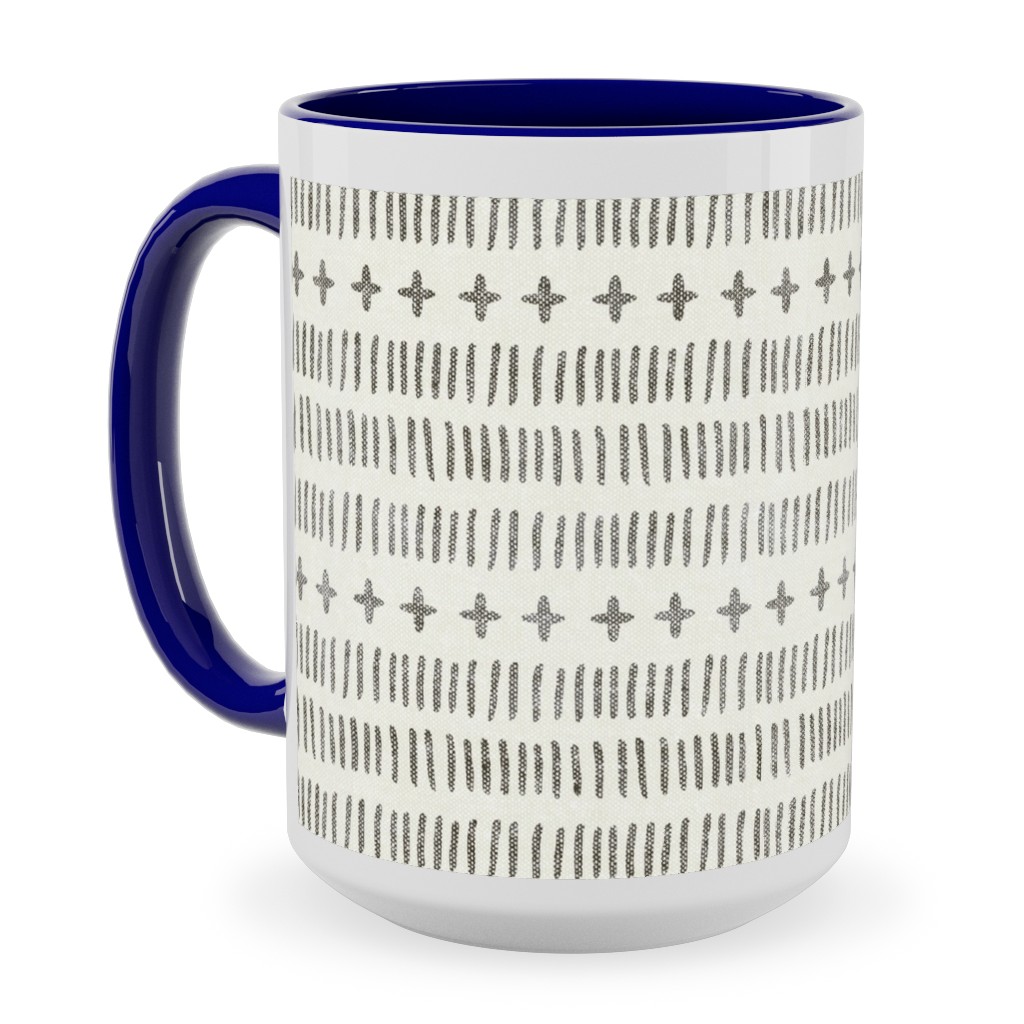 Modern Farmhouse Dash - Light Ceramic Mug, Blue, , 15oz, Beige, Pearl