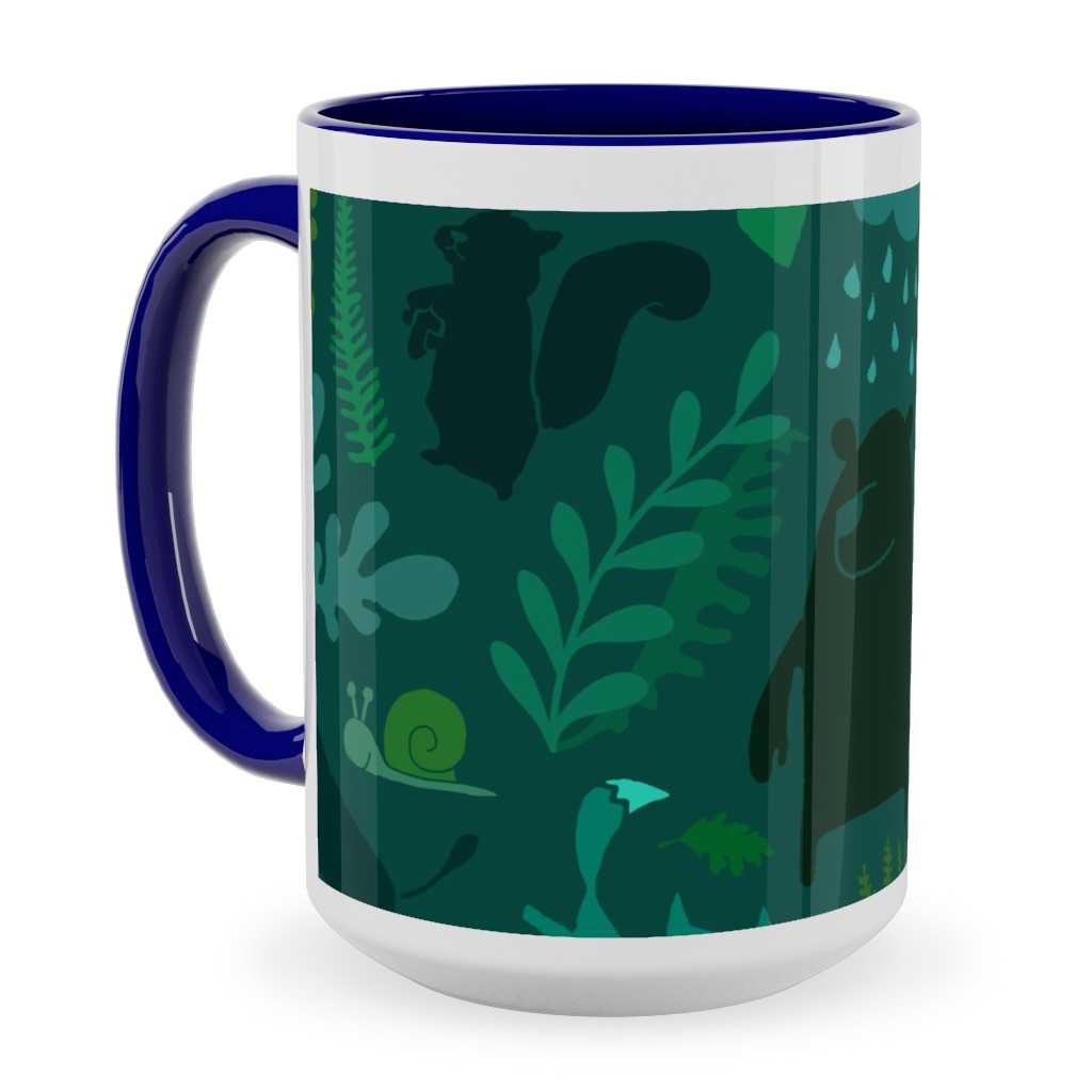 Pnw Forest - Emerald Green Ceramic Mug, Blue,  , 15oz, Green