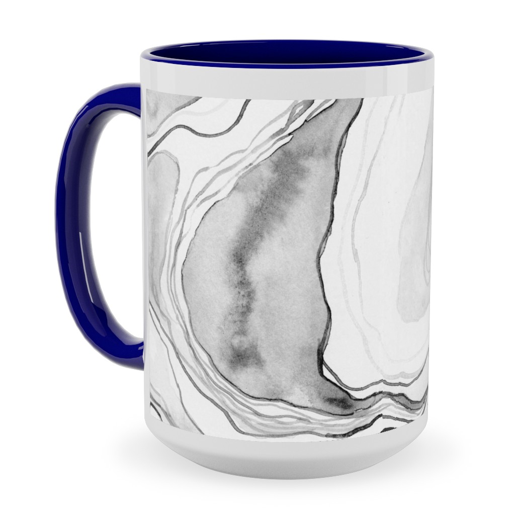 Watercolor Marble Ceramic Mug, Blue, , 15oz, Gray, Silver Lining