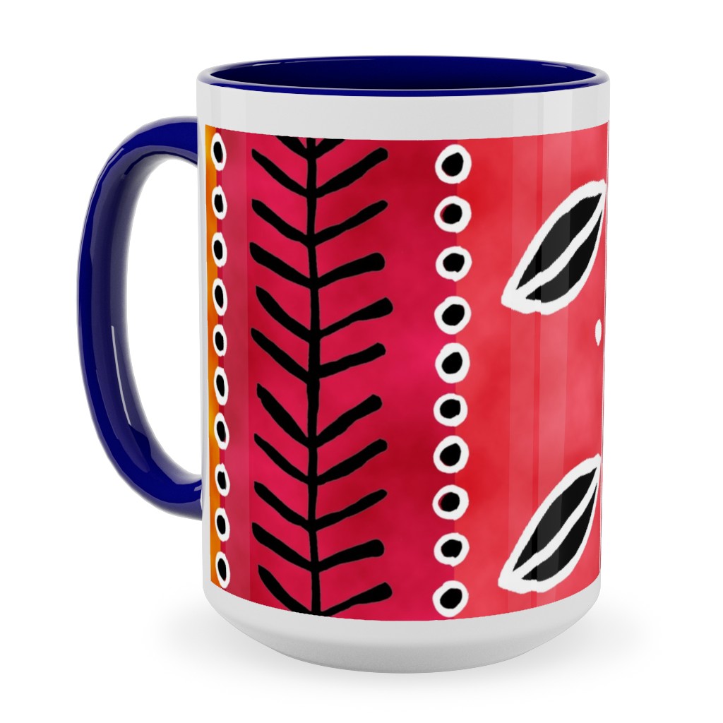 Ribbons Ceramic Mug, Blue, , 15oz, Red, Red