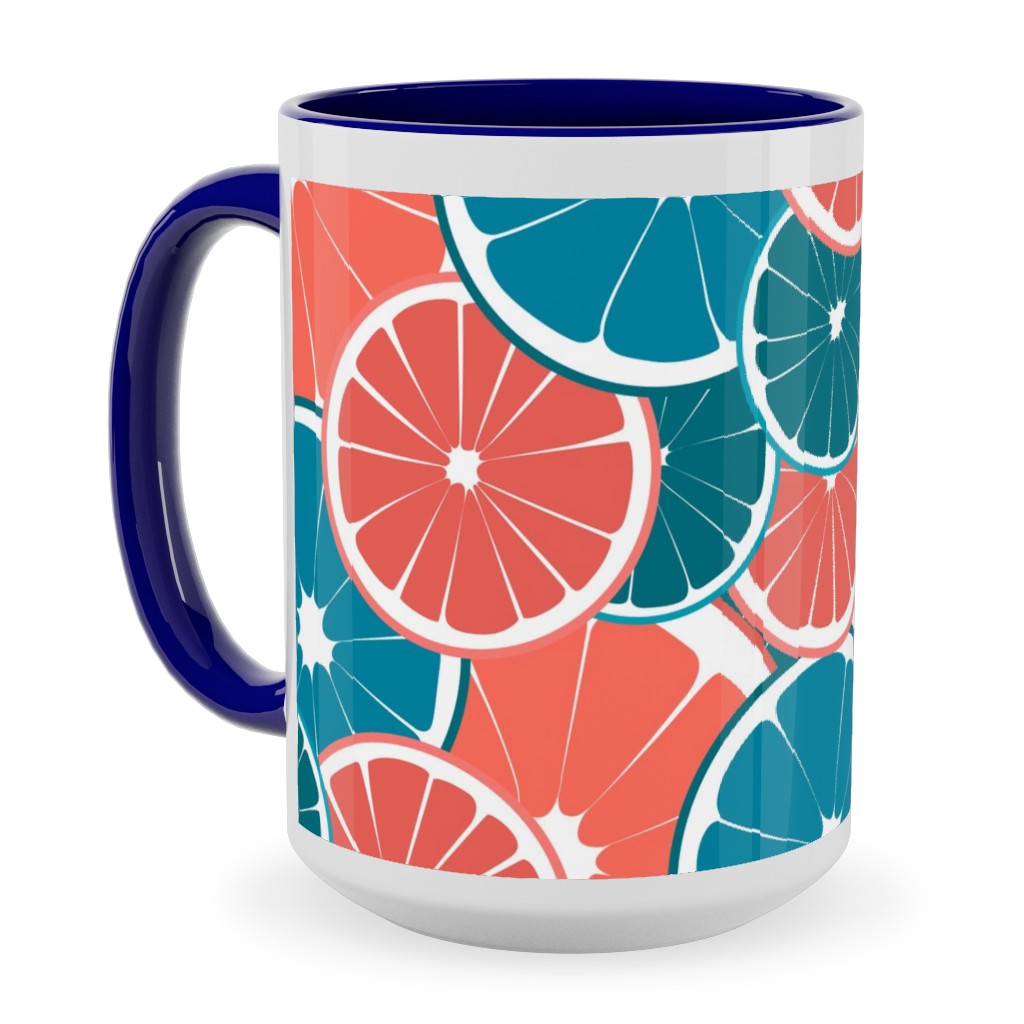 Citrus Ceramic Mug, Blue, , 15oz, Pink, Bright Pink