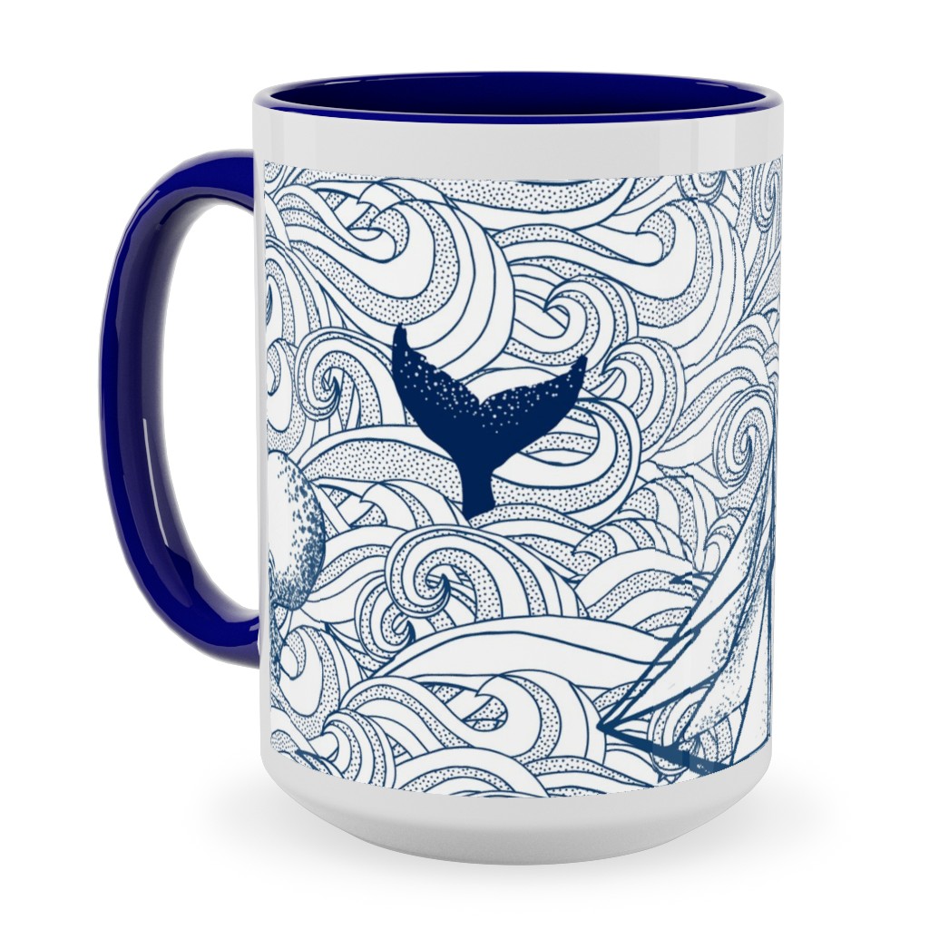 Vintage Nautical Journey Ceramic Mug, Blue,  , 15oz, Blue