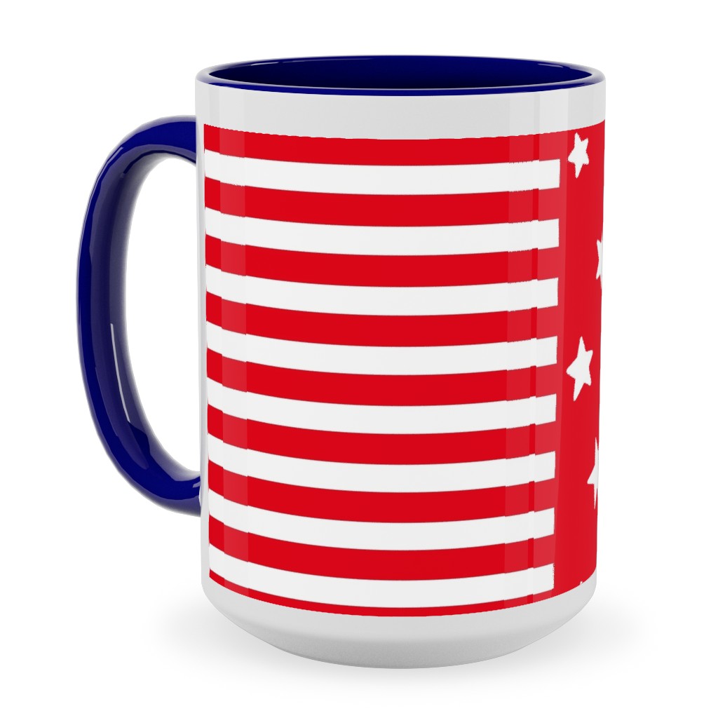 Stars and Stripes Reversed - Canada Day - Red and White Ceramic Mug, Blue, , 15oz, Red, Red