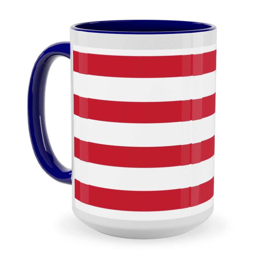 Stripes - Red and White Ceramic Mug, Blue, , 15oz, Red, Red