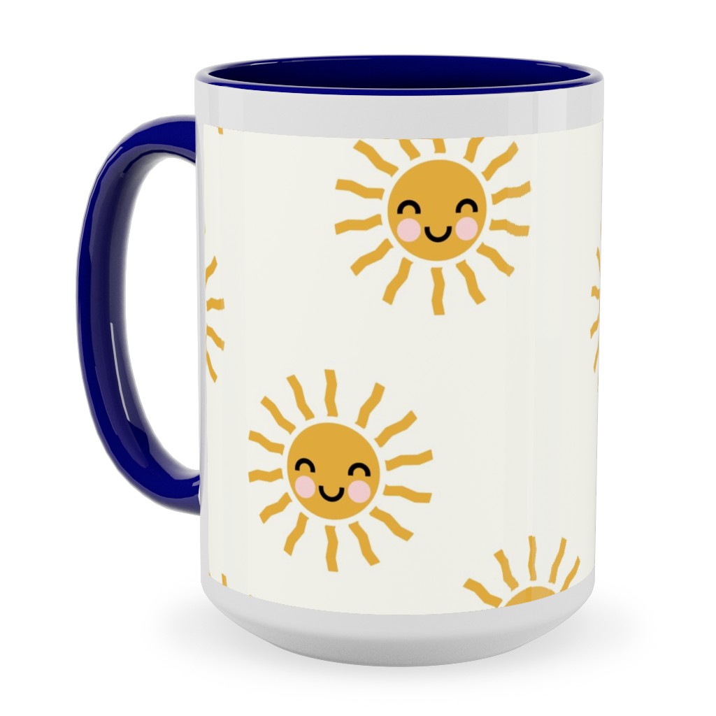 Cute Sunshine - Yellow Ceramic Mug, Blue,  , 15oz, Yellow