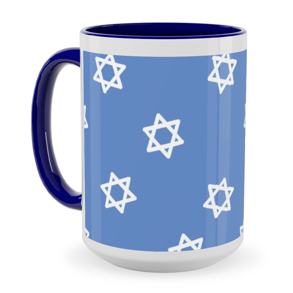 Star of David - White & Blue Ceramic Mug, Blue,  , 15oz, Blue