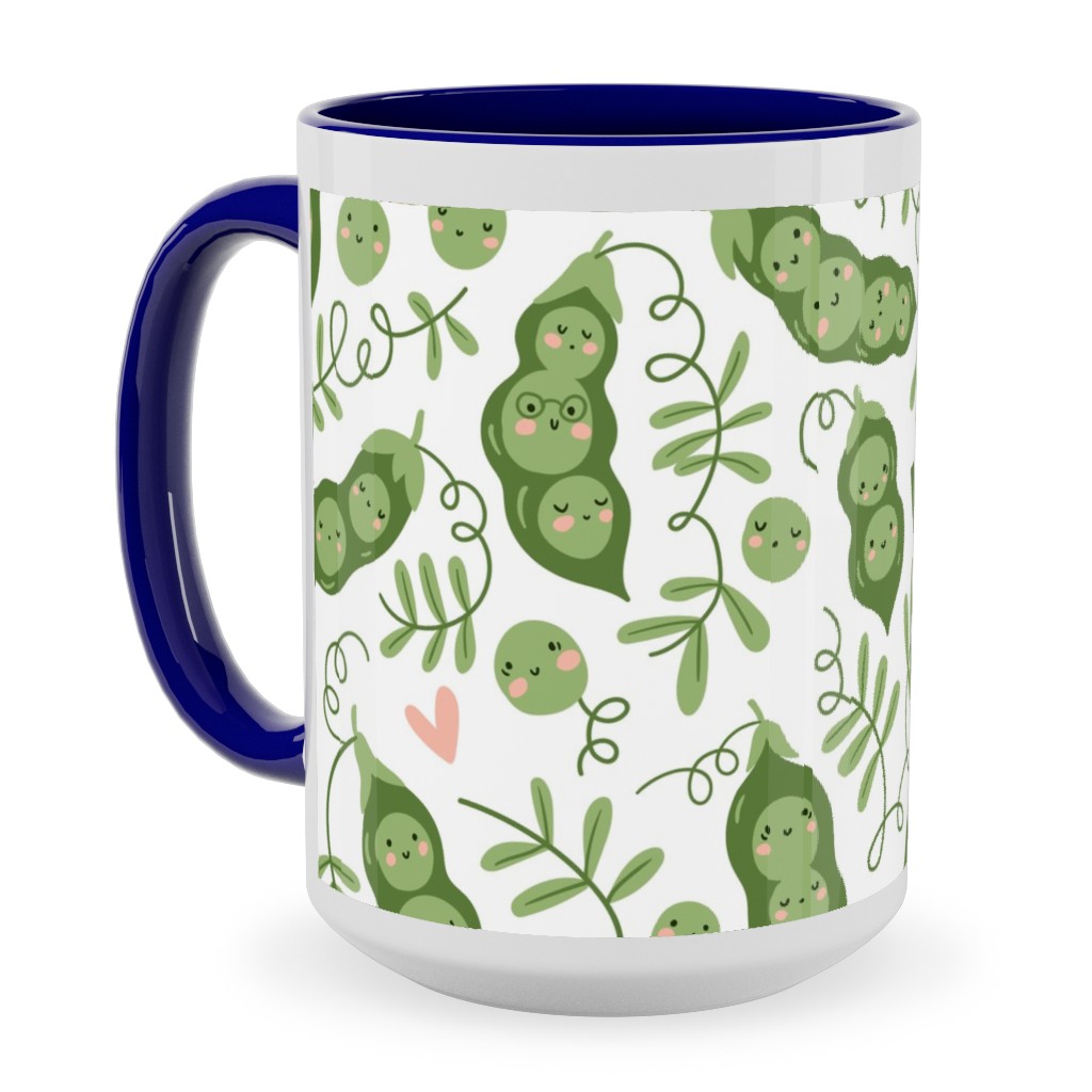 Cute Peas - Green Ceramic Mug, Blue, , 15oz, Green, Classic Green