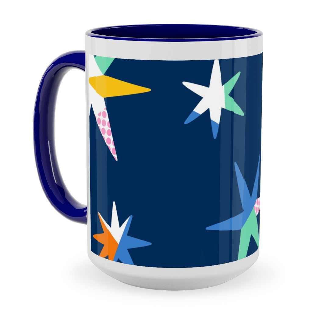 Modern Starry Sky - Blue Ceramic Mug, Blue, , 15oz, Blue, True Blue