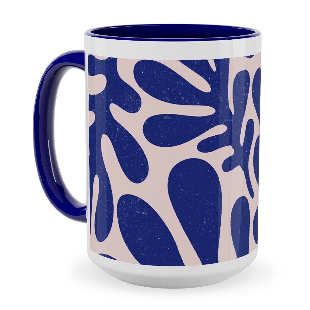 Organic Leaves - Blue Ceramic Mug, Blue,  , 15oz, Blue