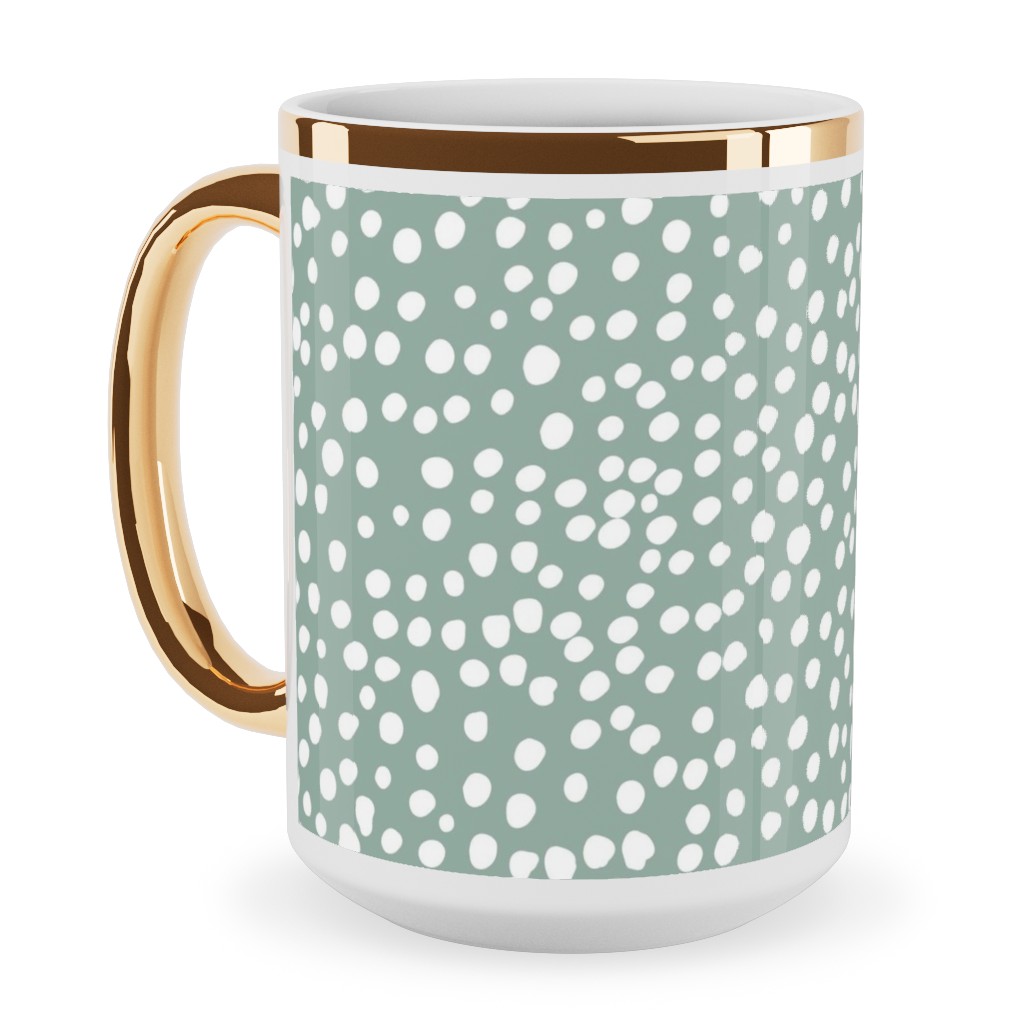 Cheetah - Sage Green Ceramic Mug, Gold Handle, , 15oz, Green, Classic Green