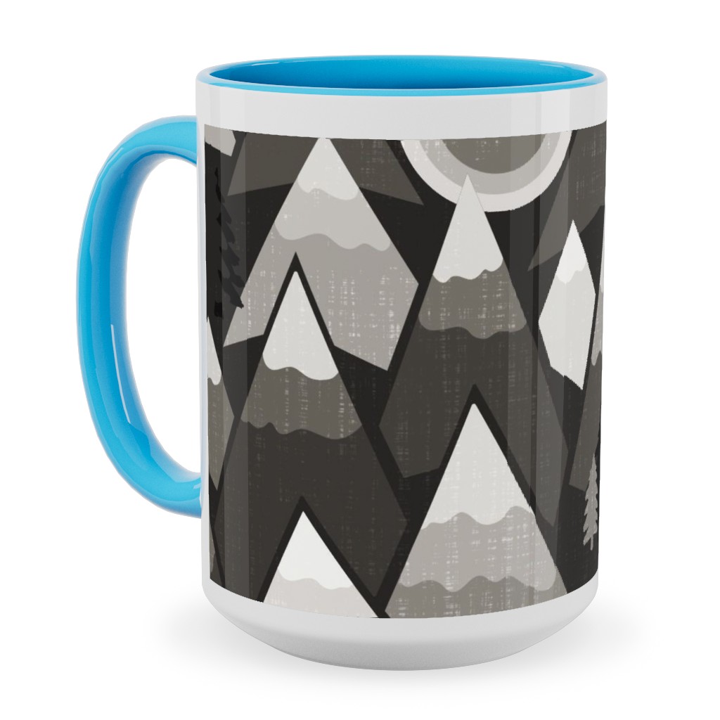 the Mountains Are Calling Ceramic Mug, Light Blue, , 15oz, Gray, Cement