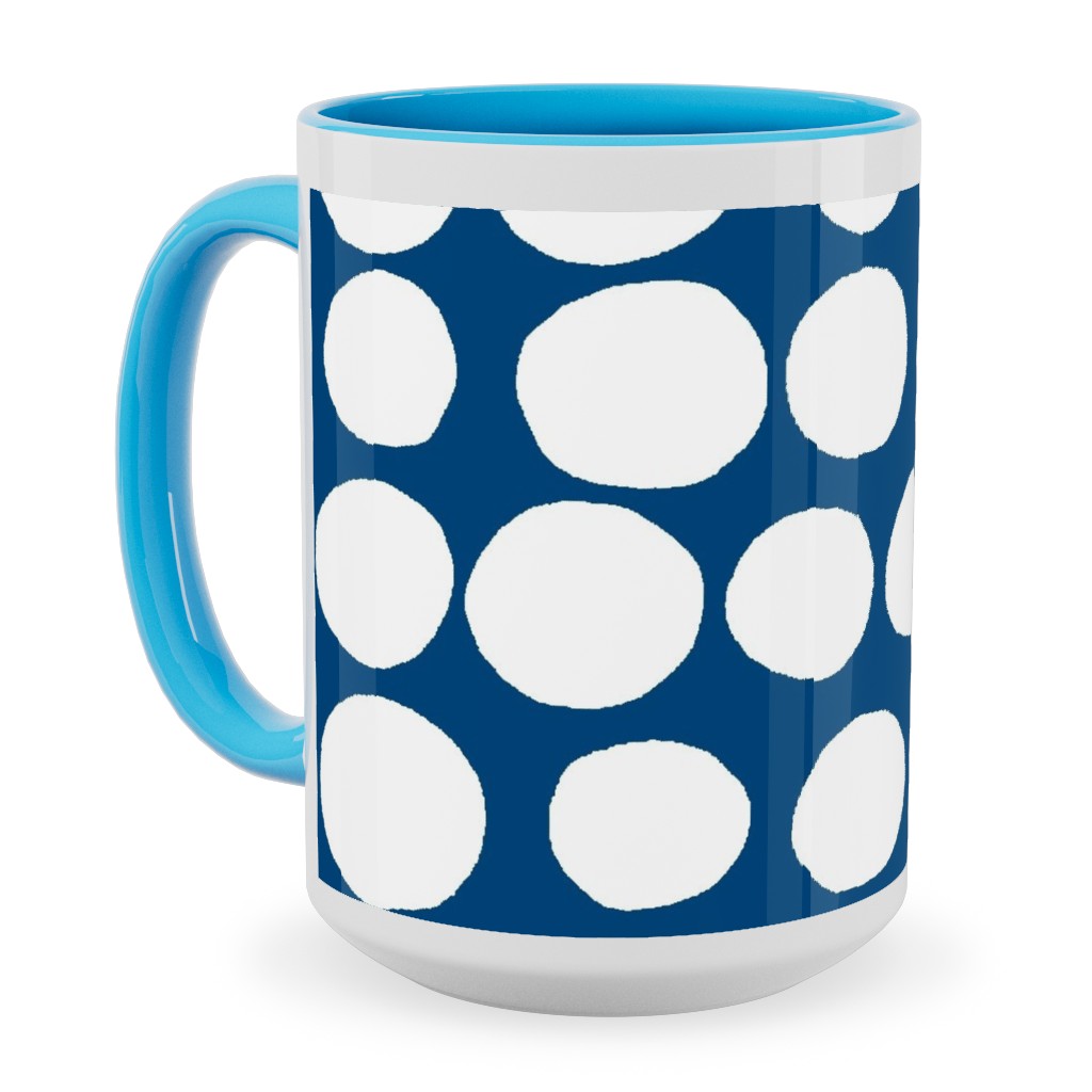 Jumbo Peas - Deep Blue and White Ceramic Mug, Light Blue, , 15oz, Blue, True Blue