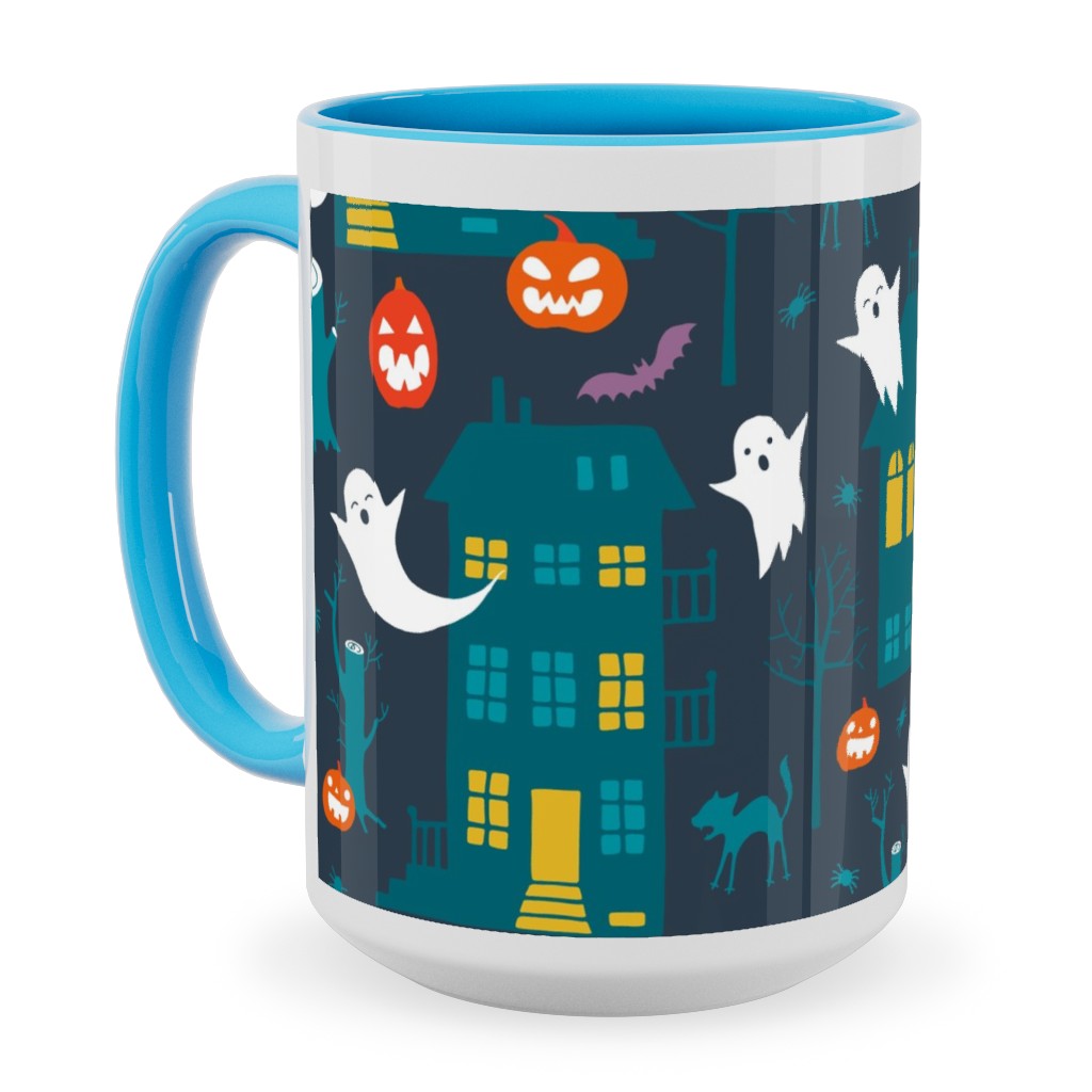 Haunted Halloween Houses - Multi Ceramic Mug, Light Blue, , 15oz, Multicolor