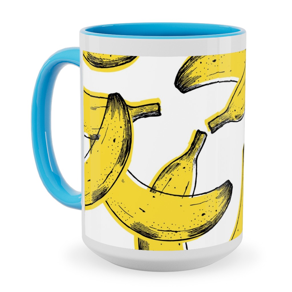 Banana Ceramic Mug, Light Blue,  , 15oz, Yellow