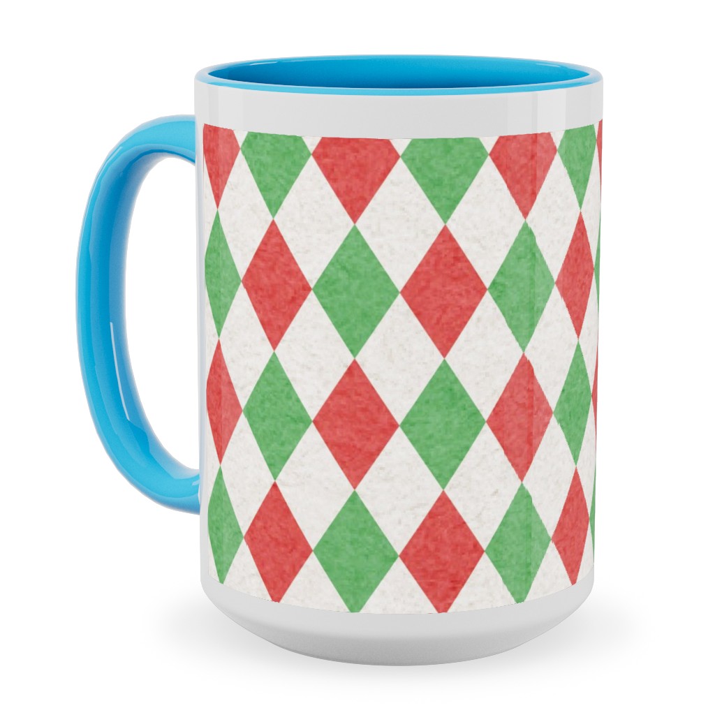 Christmas Diamonds Ceramic Mug, Light Blue,  , 15oz, Multicolor