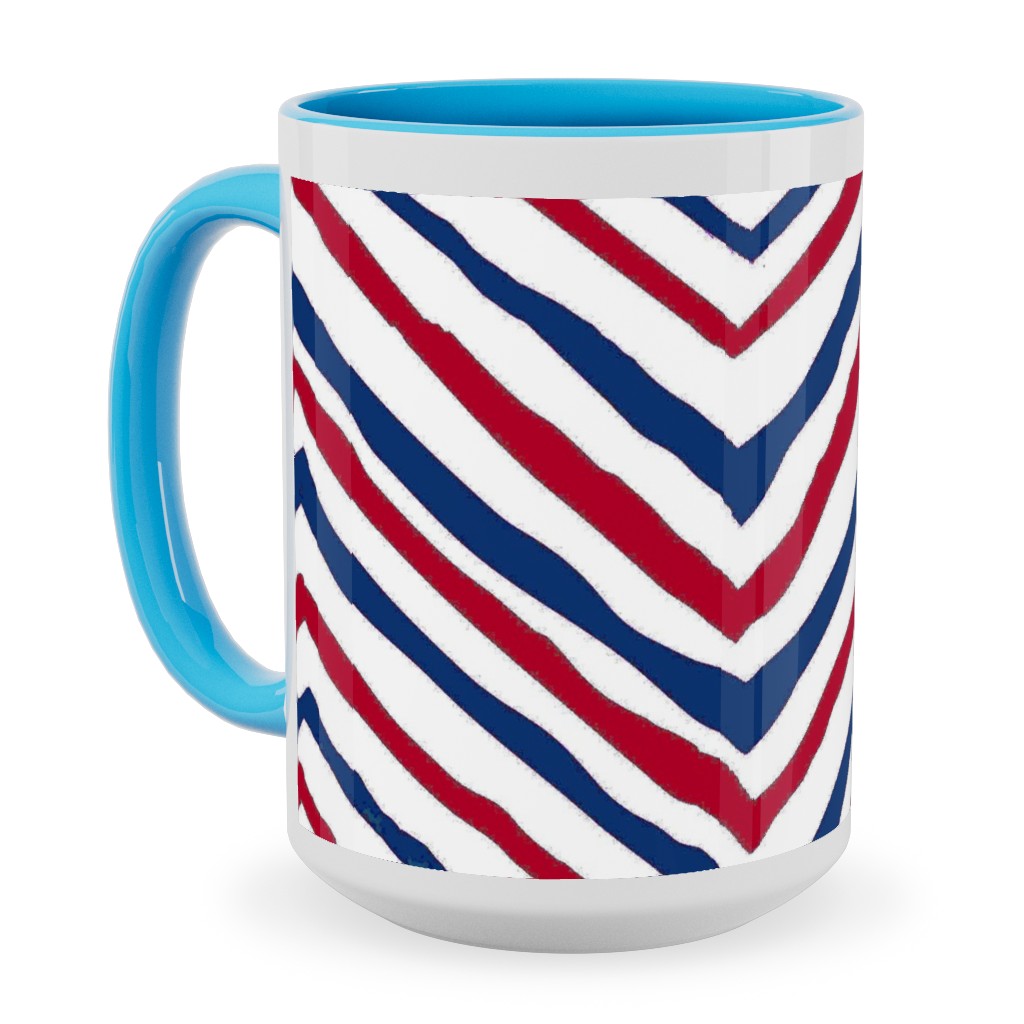 Patriots Chevron Zig Zag - Navy, Red Ceramic Mug, Light Blue, , 15oz, Multicolor