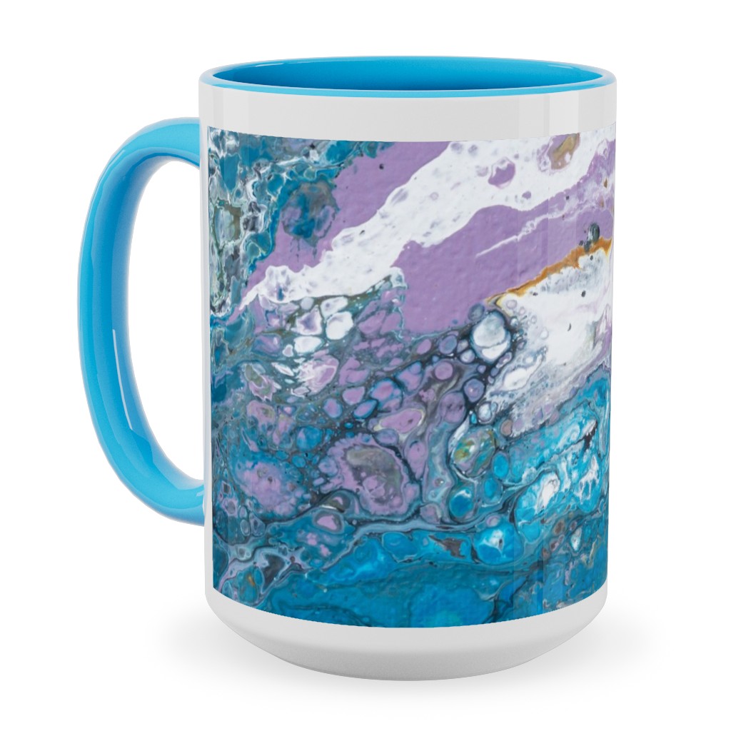 Flow Painting - Blue Ceramic Mug, Light Blue,  , 15oz, Blue