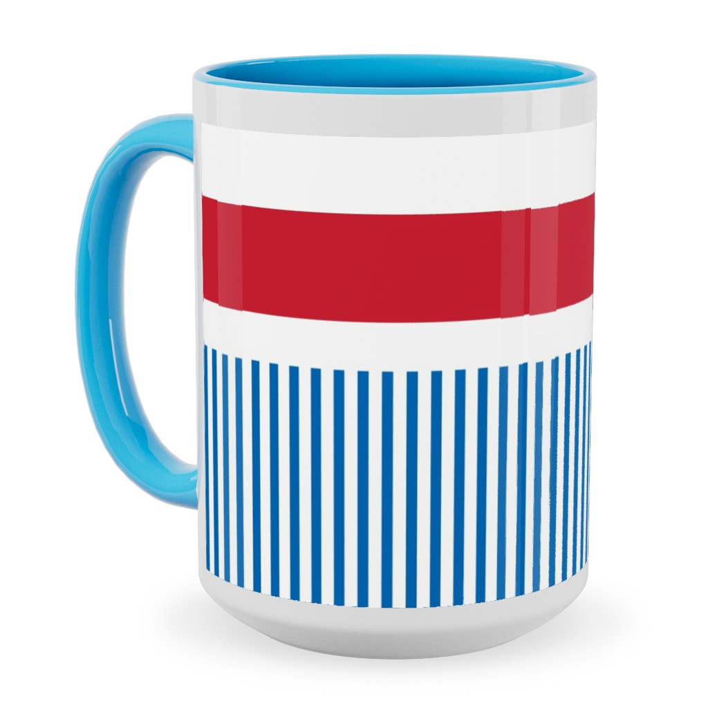 American Flag - Red, White and Royal Blue Ceramic Mug, Light Blue,  , 15oz, Blue