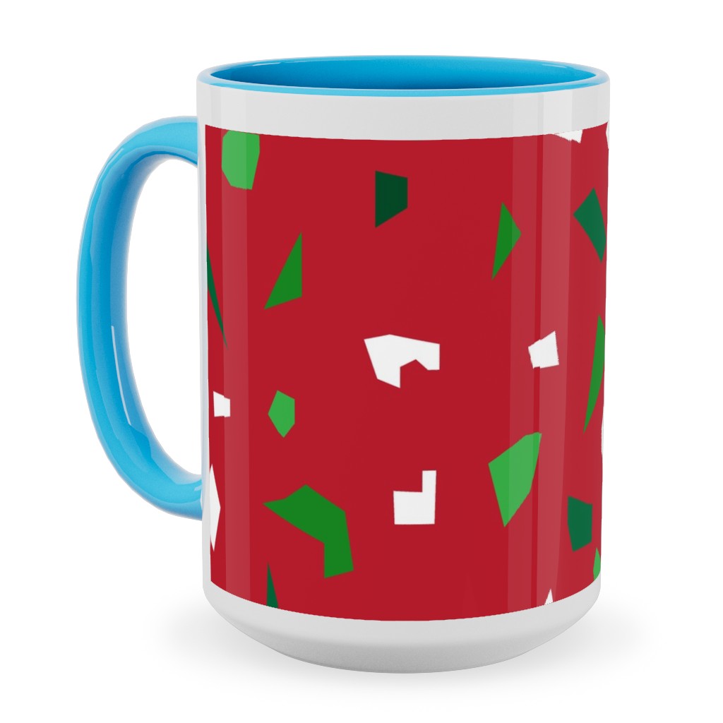 Christmas Terrazzo Ceramic Mug, Light Blue, , 15oz, Red, Red