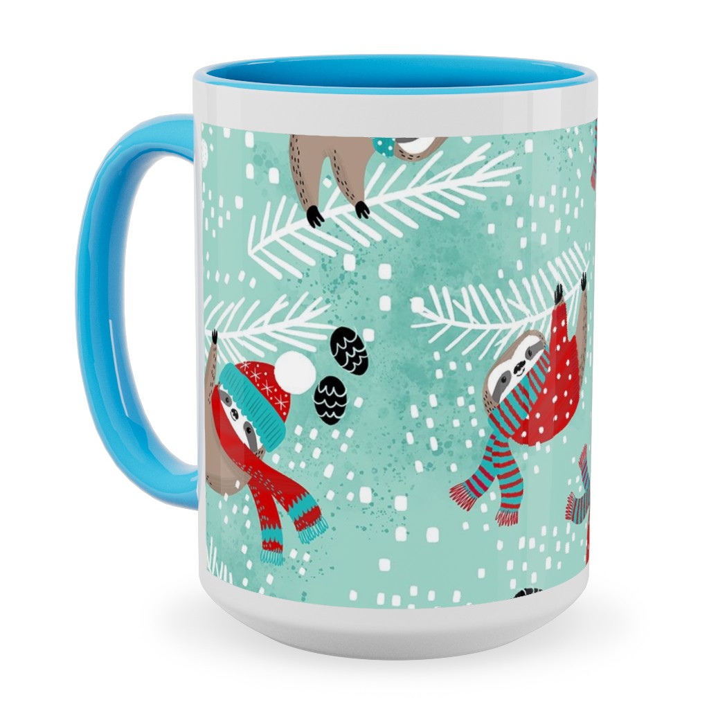 Snowy Sloths - Multi Ceramic Mug, Light Blue, , 15oz, Multicolor