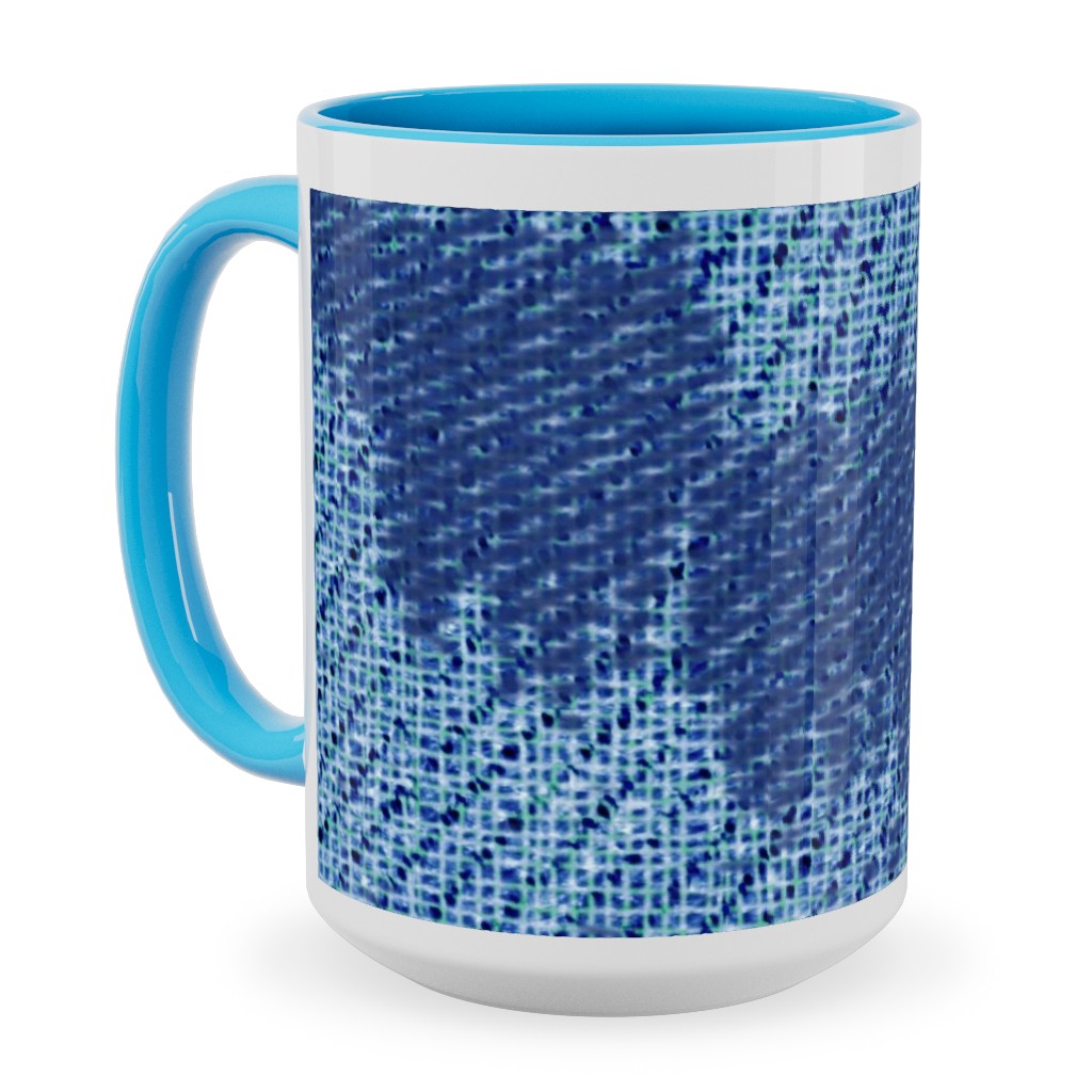 Blue Ikat Ceramic Mug, Light Blue, , 15oz, Blue, True Blue