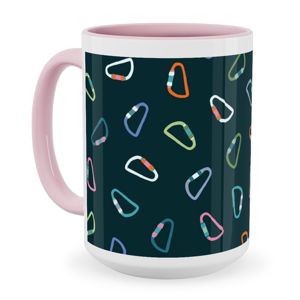 Carabiner Rock Climbing - Multi Ceramic Mug, Pink,  , 15oz, Multicolor