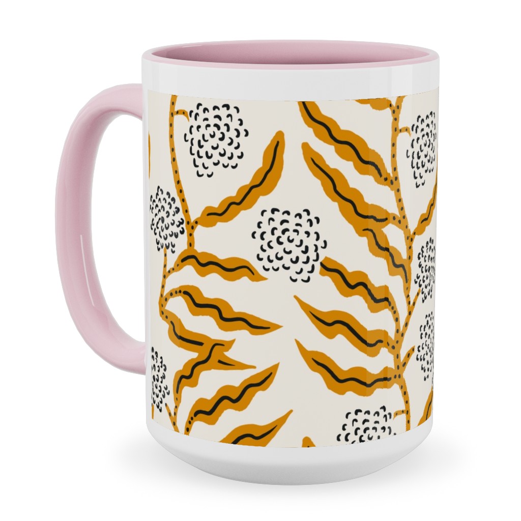 La Ville Vine - Yellow Ceramic Mug, Pink, , 15oz, Yellow, Classic Yellow